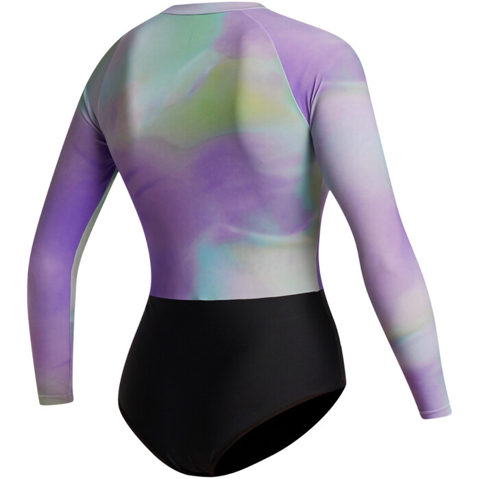 2024 Mystic Womens Jayde Long Sleeve Front Zip One Piece Swimsuit 35001.240181 - Purple / Green